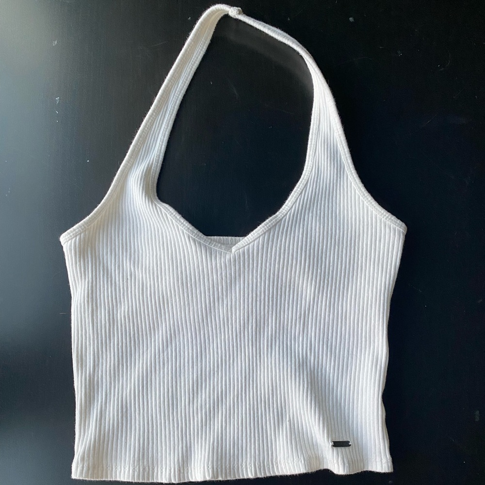 Hollister white halter crop top